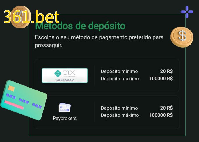 O cassino 361.betbet oferece uma grande variedade de métodos de pagamento